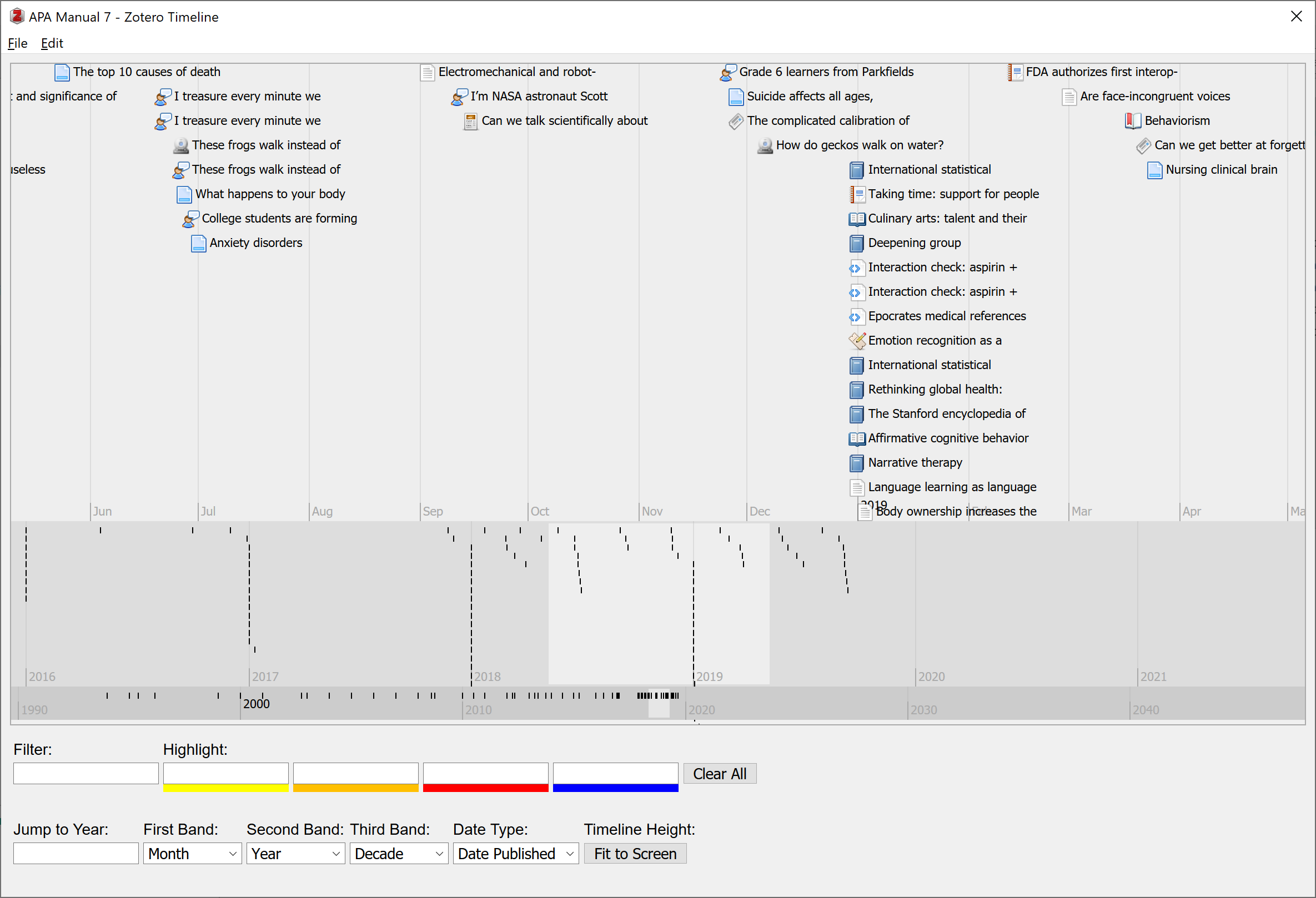 Zotero Timelines